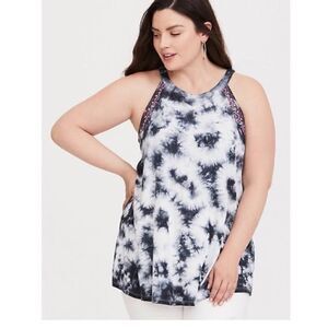 Torrid Tie Dye Top With Boho Aztec Accent Trim — 2X‎